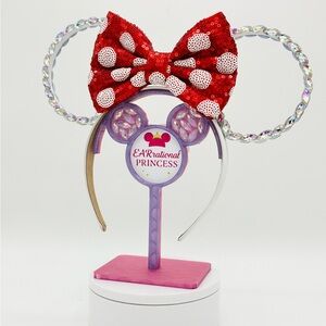 EARrational Princess Mickey Ears white ABBedazzled rhinestone with Polka Dot Bow